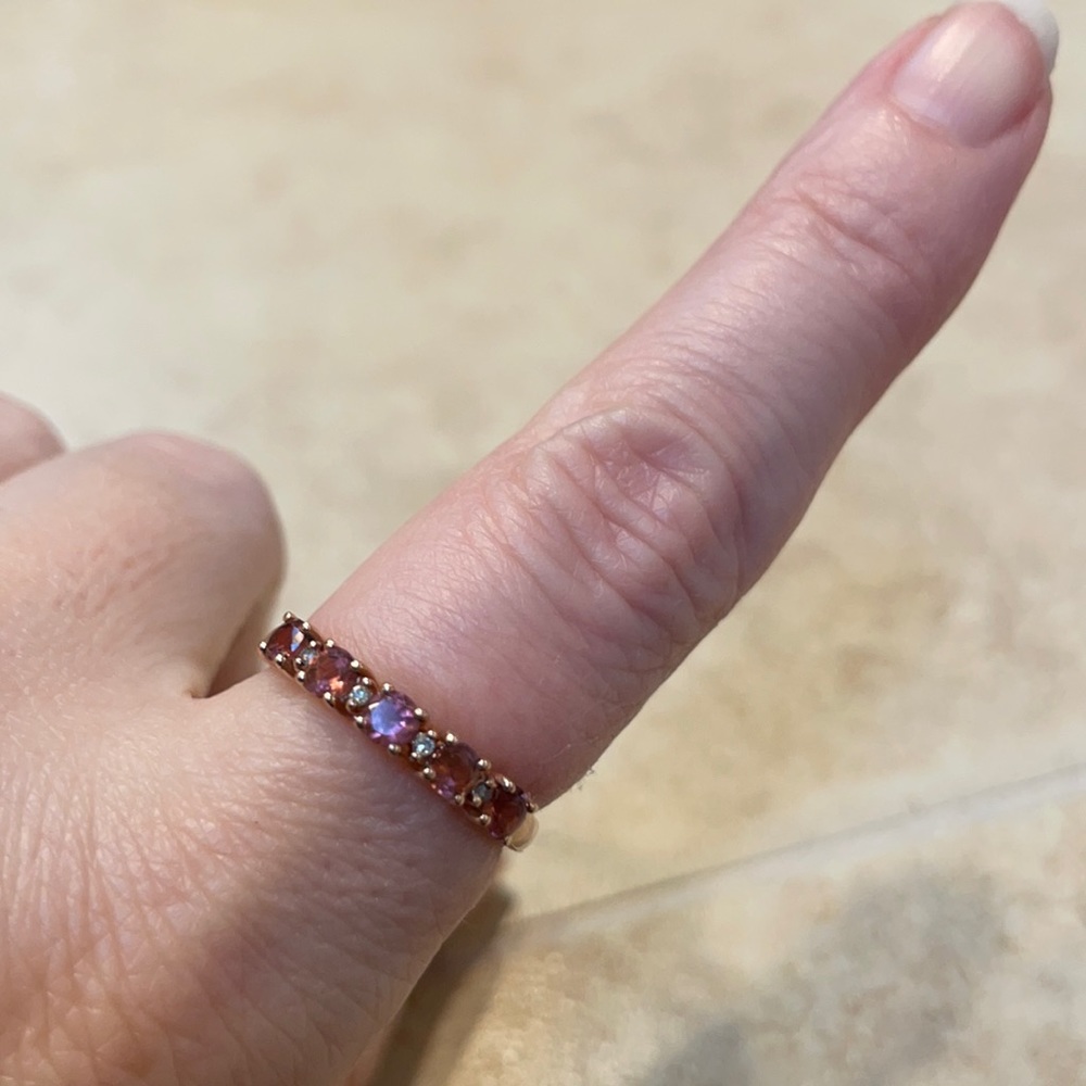 RUBELITE TOURMALINE 10k ROSE GOLD STACK RING EUC 7 - Picture 4 of 10